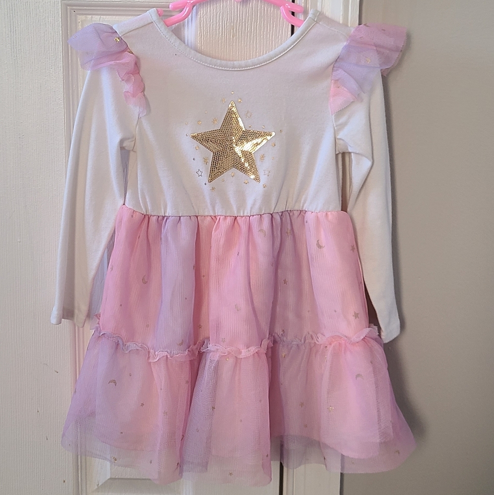 Long Sleeves Sequin Tulle Dress By.Cat & Jack - In Pink and White